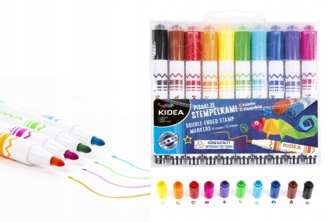 Pisaki ze stempelkami 10 kolorów KIDEA