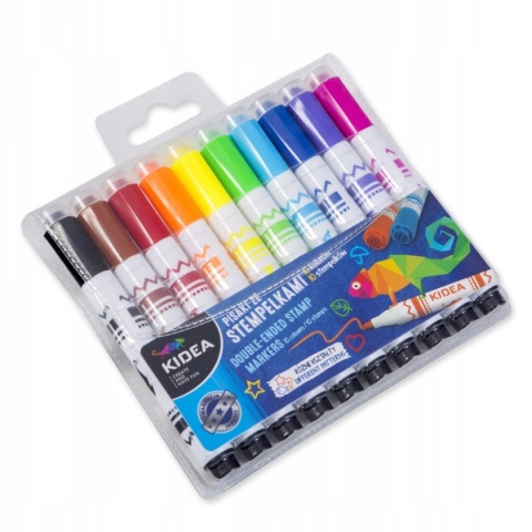 Pisaki ze stempelkami 10 kolorów KIDEA