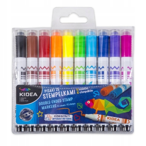 Pisaki ze stempelkami 10 kolorów KIDEA