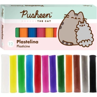 Plastelina szkolna okrągła 12 kolorów kot PUSHEEN