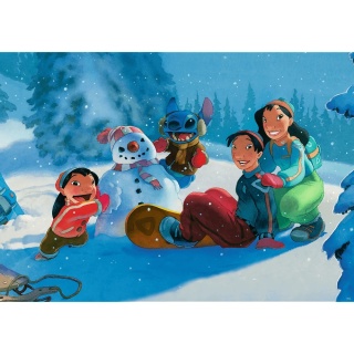 Puzzle Trefl premium Lilo i Stitch zima bałwanek 48x68,3 cm 1000 EL 12100
