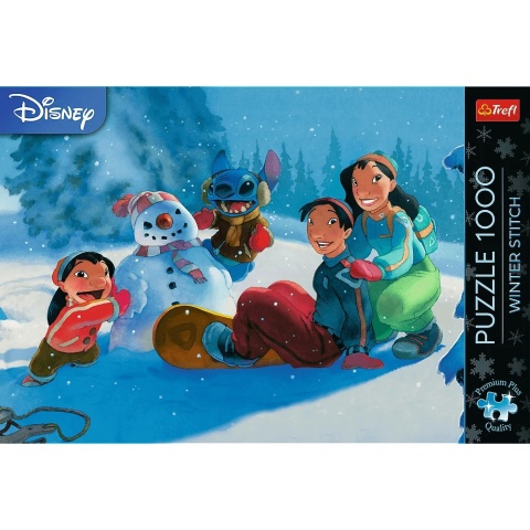 Puzzle Trefl premium Lilo i Stitch zima bałwanek 48x68,3 cm 1000 EL 12100