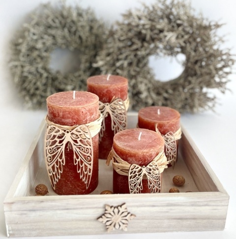 Skrzydła drewniane ażurowe kształty z drewna, 9 cm, 6 szt