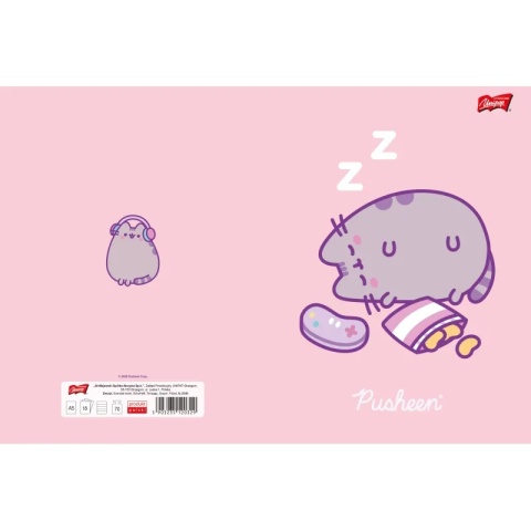 Zeszyt w kratkę A5 Pusheen kotek czarny mix wzorów 60 kartek mix 1 szt
