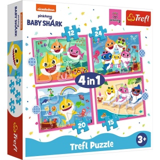 Baby Shark rekiny 4W1 Trefl Puzzle 71 EL 34378