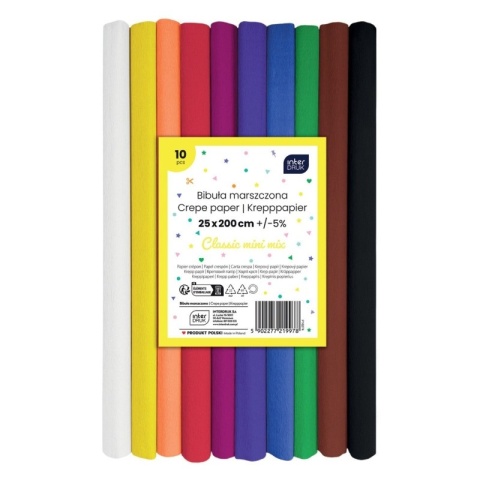 Bibuła marszczona Interdruk Classic mini 25x200 cm 10 kolorów