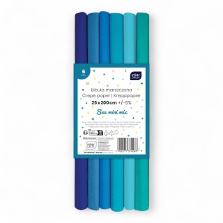 Bibuła marszczona Interdruk Sea mini mix niebieski 25x200 cm 6 kolorów