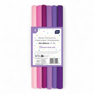 Bibuła marszczona Interdruk Unicorn mini mix różowy fiolet 25x200 cm 6 kol