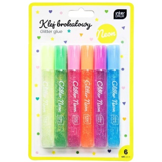 Brokatowy klej zestaw artystyczny Interdruk brokat 6 kolorów x10,5ml neon