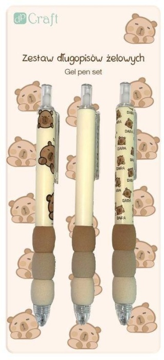 Długopisy żelowe czarne Kapibara op. 3szt., Dp Craft