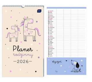 Kalendarz ścienny 2026 planer rodzinny 25x43 Piccolo Interdruk