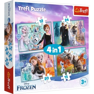 Kraina Lodu Frozen Niezwykły Świat 4W1 Trefl Puzzle 71 EL 34381