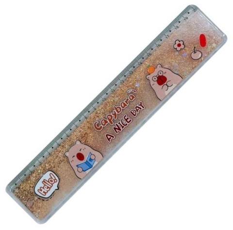 Linijka 20cm z wodą i brokatem Kapibara złota, Dp Craft