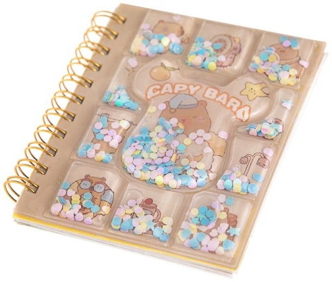 NOTESIK NA SPIRALCE Z WODĄ I KONFETTI 10,7 X 8,5 CM, 52 KARTKI