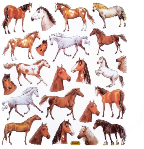 Naklejki z brokatem - Konie koń koniki, 23 szt