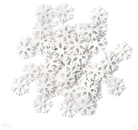 Naklejki brokatowe z pianki, białe śnieżynki, 50 szt., Dp Craft