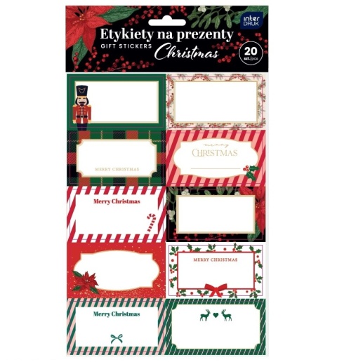 Naklejki etykiety na prezenty 20 szt. świąteczne Christmas Interdruk20 szt
