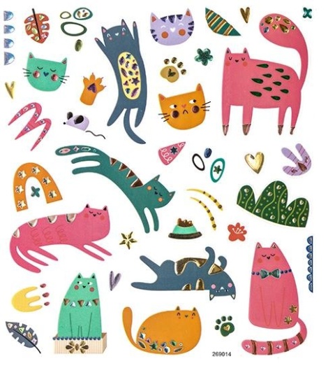 Naklejki z kryształkami Zabawne koty op.38 szt.