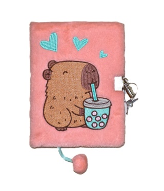 Notatnik pamiętnik sekretny pluszowy kudłacz z kłódką Kapibara A5