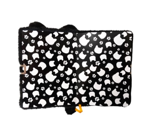 Notatnik pamiętnik sekretny pluszowy kudłacz z kłódką czarny kotek kot A5