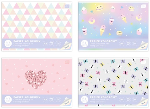 Papier kolorowy błyszczący pastelowy wycinanka 10k A4 Interdruk