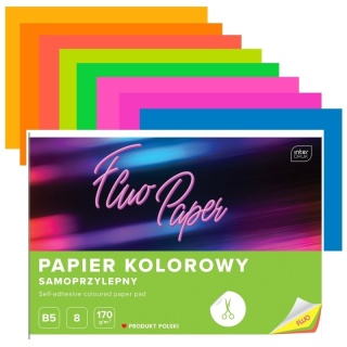 Papier kolorowy samoprzylepny Fluo neonowy 8 kolorów B5 Interdruk