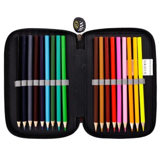 Piórnik szkolny dla chłopca trzykomorowy z wyposażeniem Hot Wheels Moster Trucks