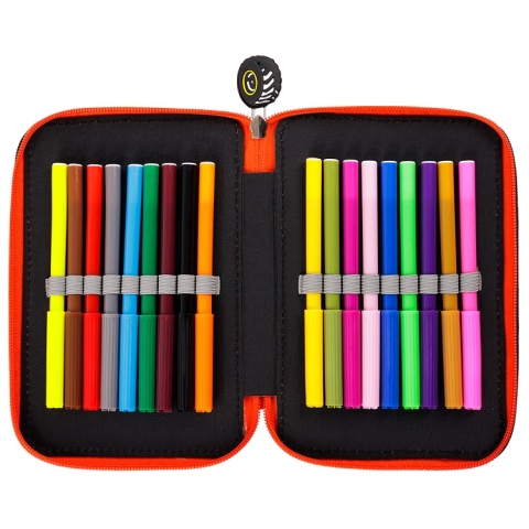 Piórnik szkolny dla chłopca trzykomorowy z wyposażeniem Hot Wheels Moster Trucks