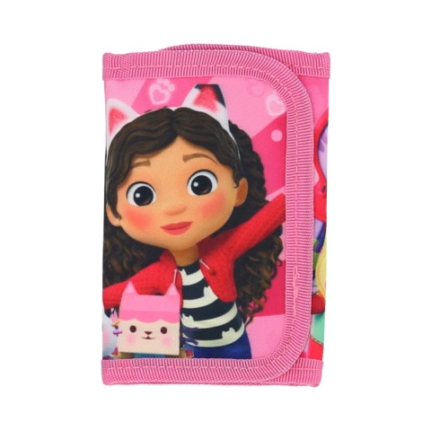 Portfel dziecięcy dla dziewczynki portfelik na rzep suwak na karty Gabi różowy