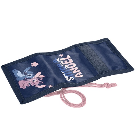 Portfel dziecięcy na szyje portfelik rzep suwak sznurek dziewczęcy na karty Stich Stitch