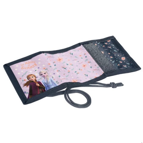 Portfel dziecięcy na szyje portfelik rzep suwak sznurek dziewczęcy na karty Kraina Lodu