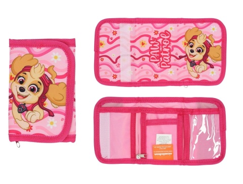 Portfel dziecięcy dla dziewczynki portfelik na rzep suwak na karty Psi Patrol Skye