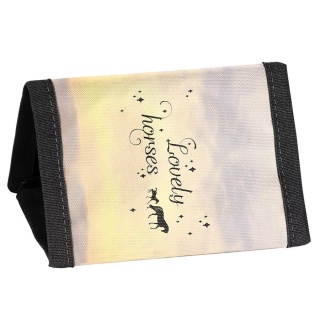 Portfel dziecięcy na szyje portfelik rzep suwak sznurek dziewczęcy na karty Konie