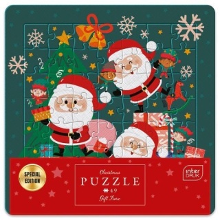 Puzzle Zimowe mikołaj elfy prezenty Christmas Interdruk 49 el