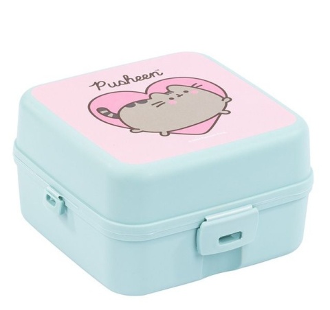 Śniadaniówka chlebak LUNCH BOX trzykomorowa dzielona kot Pusheen mint
