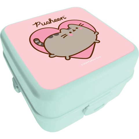 Śniadaniówka chlebak LUNCH BOX trzykomorowa dzielona kot Pusheen mint