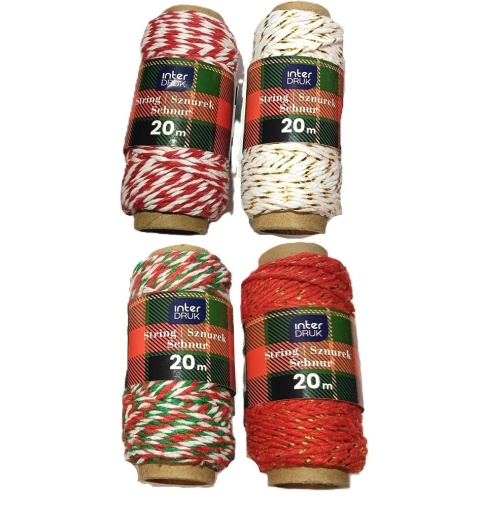 Sznurek dekoracyjny Christmas świąteczny 20m Interdruk (20m) zestaw 4 szt