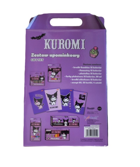 Zestaw plastyczny wyprawka kredki farby plastelina flamastry kotek Kuromi