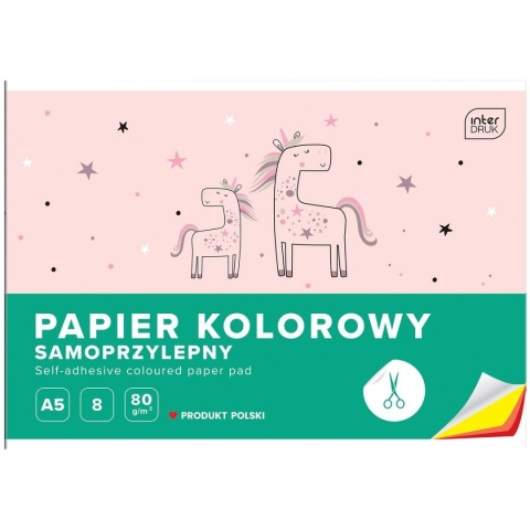 Zeszyt papierów kolorowych samoprzylepnych 8 kolorów A5 Interdruk