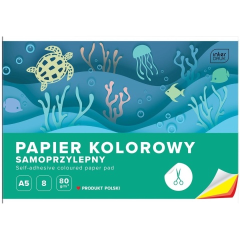Zeszyt papierów kolorowych samoprzylepnych 8 kolorów A5 Interdruk