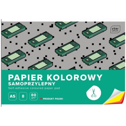 Zeszyt papierów kolorowych samoprzylepnych 8 kolorów A5 Interdruk