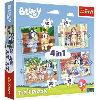 Bluey Blue i jego świat 4W1 Trefl Puzzle 12+15+ 20+24+ EL 34637