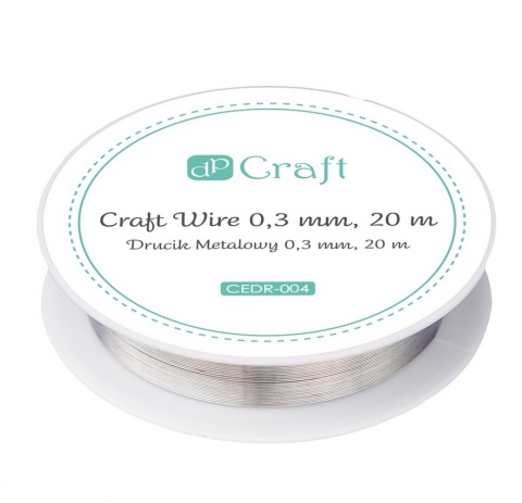 Drucik metalowy 0,3 mm, 20 m - srebrny