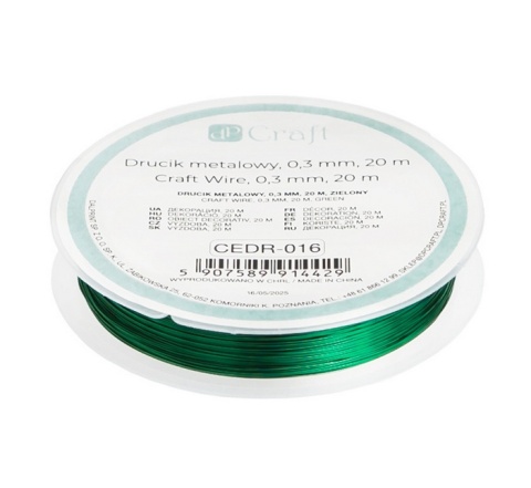 Drucik metalowy 0,3 mm, 20 m - zielony