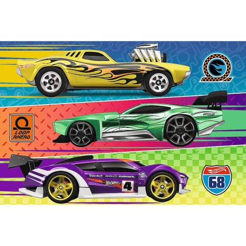 HOT WHEELS auta wyścigówki Trefl Puzzle 60 EL 17389