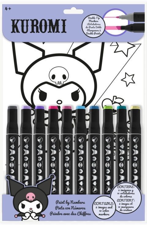 Kuromi kotki kolorowanka po numerach + markery 10 kolorów