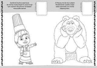 Kolorowanka dla dzieci Koloruj i naklejaj Masza i Niedźwiedź naklejki