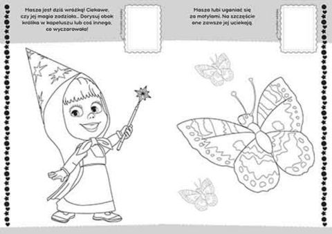 Kolorowanka dla dzieci Koloruj i naklejaj Masza i Niedźwiedź naklejki