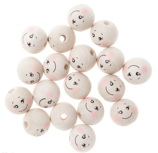 Koraliki kulki drewniane do świątecznych dekoracji buźki twarze 2 cm, 40 g