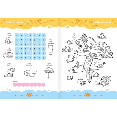 Książka dla dzieci Słodkie syrenki kolorowanki krzyżówki labirynty wykreślanki